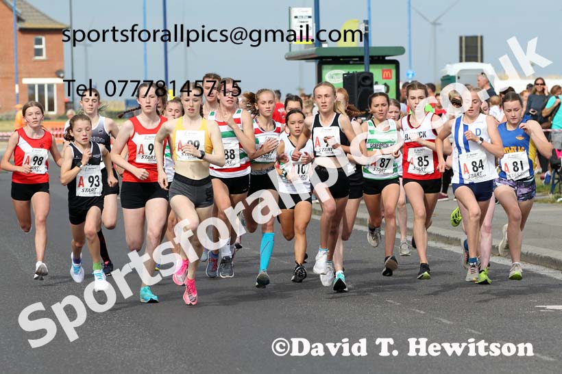 Girls under-15s 2021 Northern 6 and 4 Stage and Young Athletes Road Relays, Redcar. Photo: David T. Hewitson/Sports for All Pics